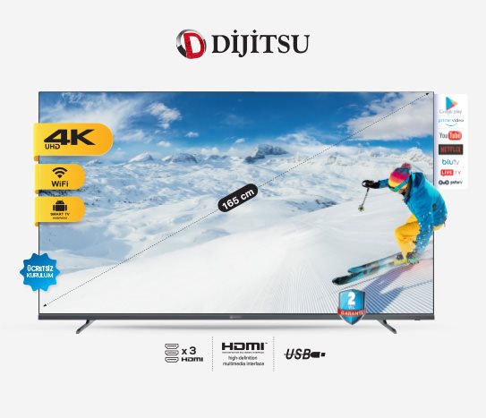 Bim Dijitsu 65 Inç Uydu Alıcılı Smart LED TV 